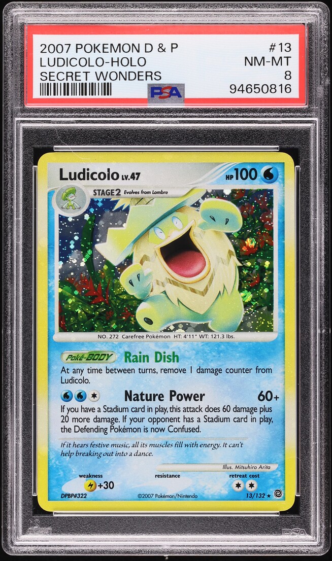 2007 Pokemon Diamond & Pearl Secret Wonders Holo Ludicolo #13 PSA 8 NM-MT