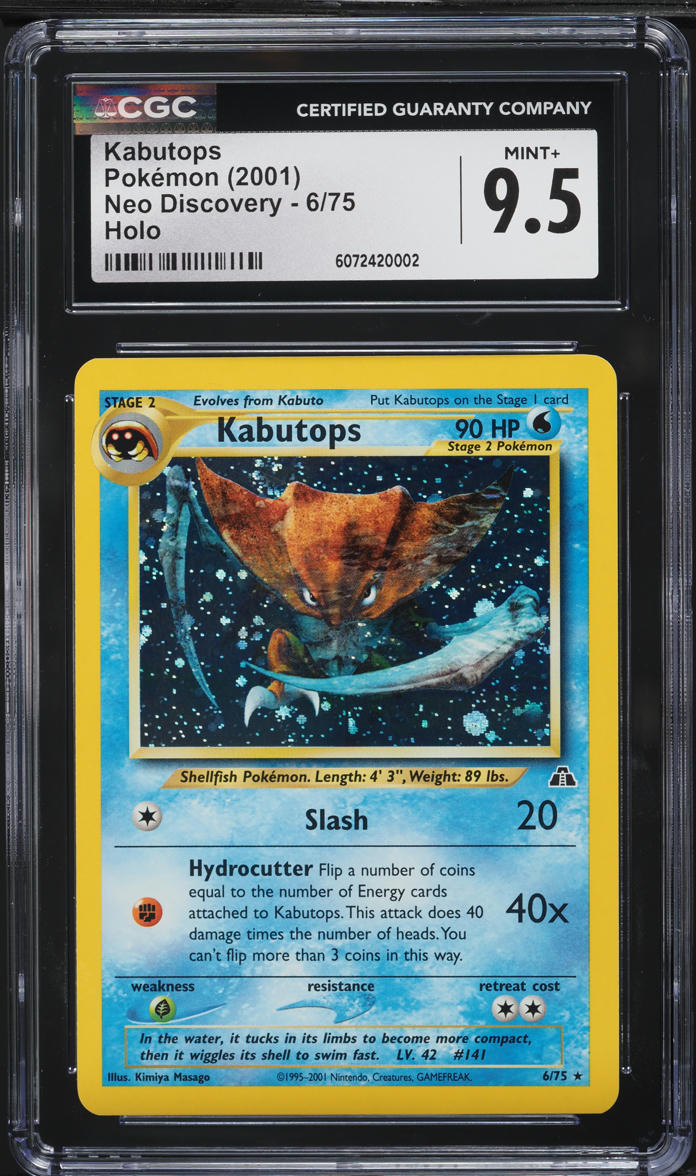2001 Pokemon Neo Discovery Holo Kabutops #6 CGC 9.5 MINT+