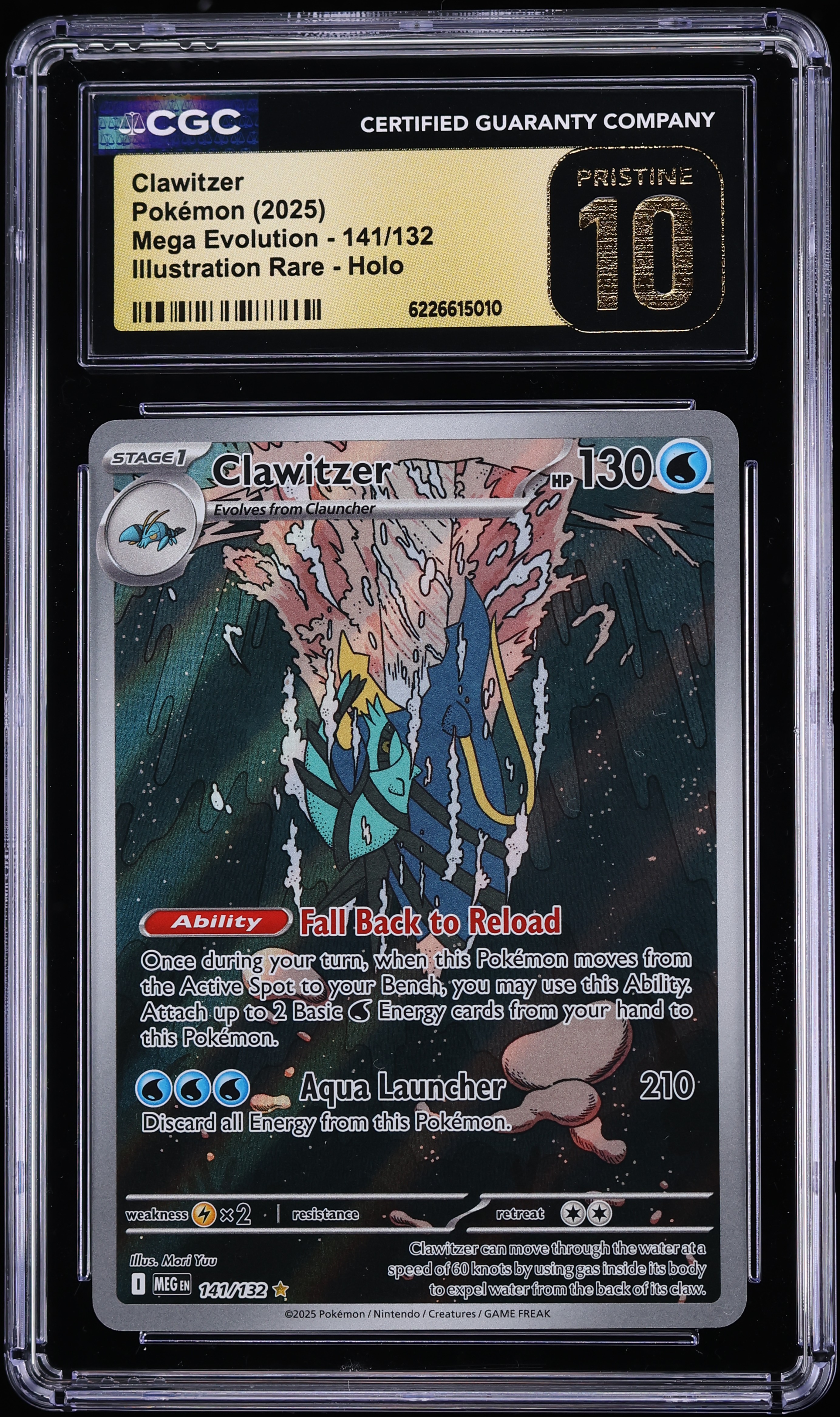 2025 Pokemon Mega Evolution IR Clawitzer #141 CGC 10 PRISTINE