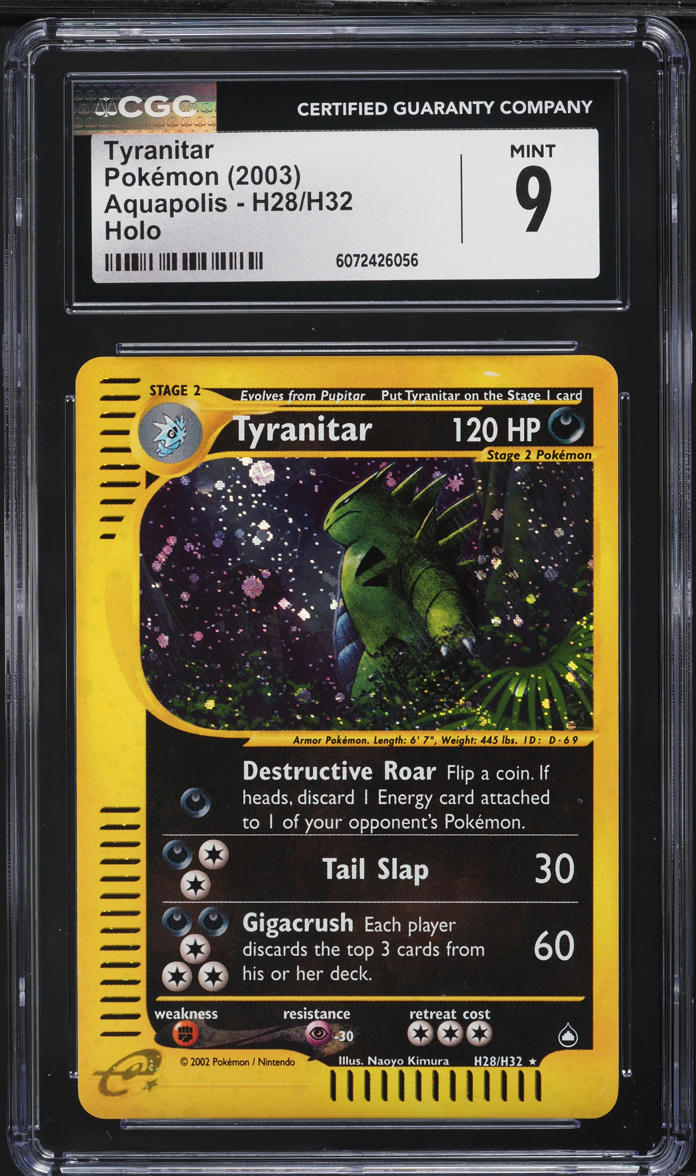 2003 Pokemon Aquapolis Holo Tyranitar #H28 CGC 9 MINT