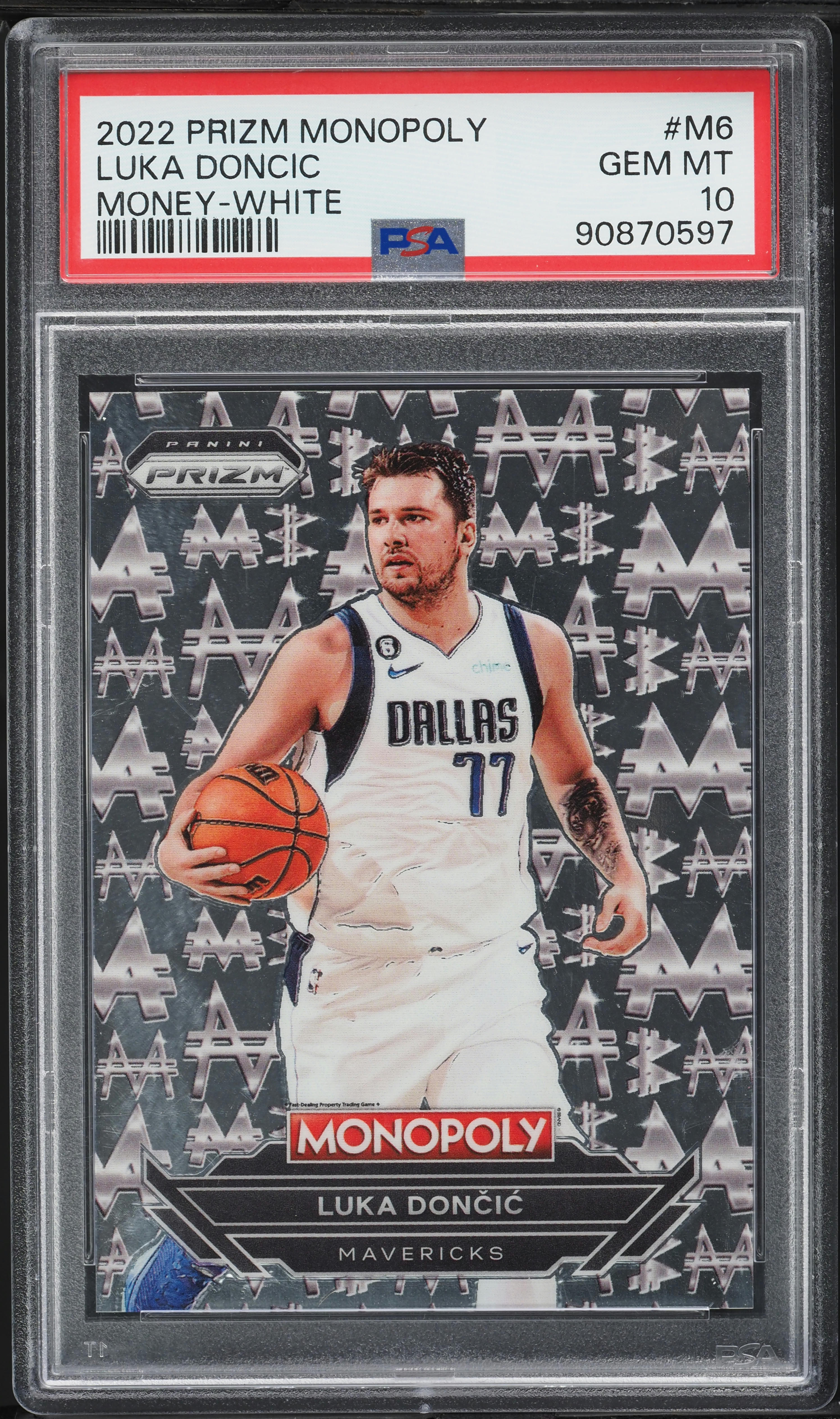 2022 Panini Prizm Monopoly Money White Luka Doncic #M6 PSA 10 GEM MINT