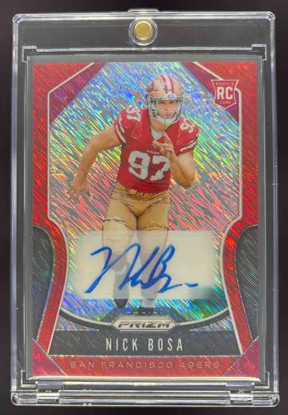 2019 Panini Prizm Rookie Autographs Prizm Red Shimmer #311 Nick Bosa RC Auto /25