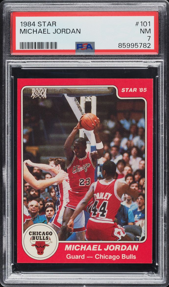 1984 Star Basketball Michael Jordan ROOKIE #101 PSA 7 NRMT (PWCC-E)