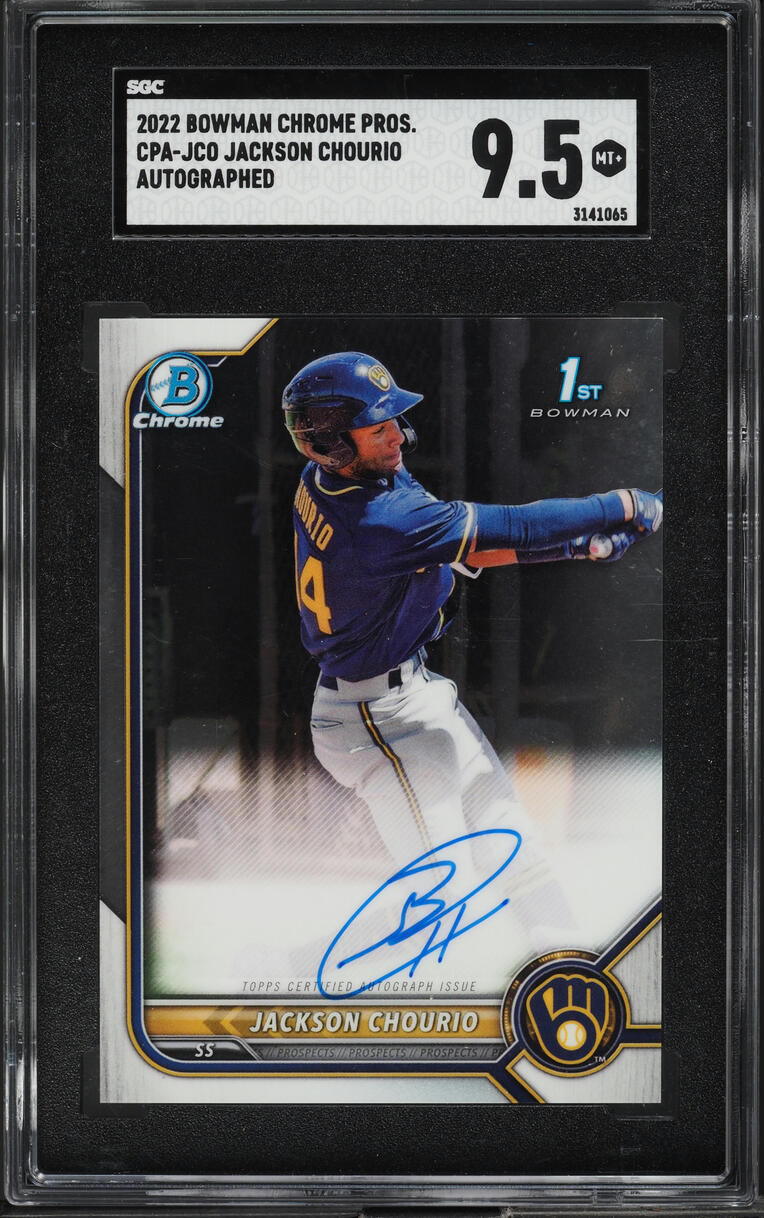 2022 Bowman Chrome Jackson Chourio PROSPECT AUTO #CPA-JCO SGC 9.5 MINT+