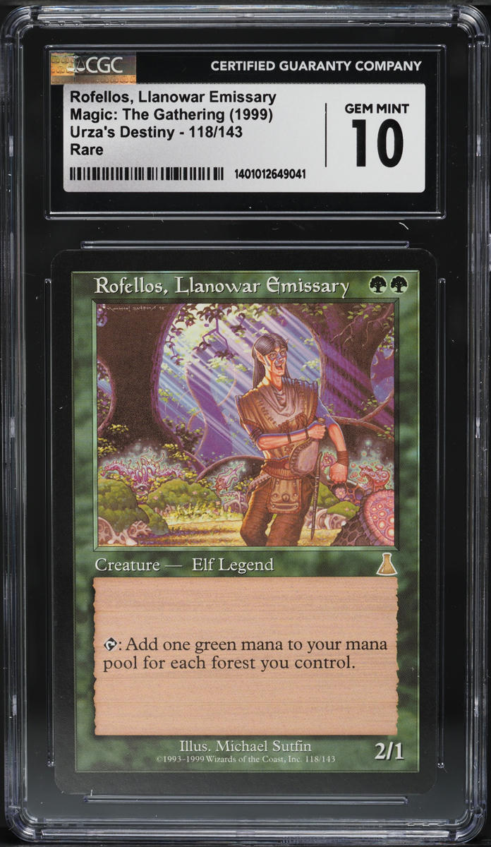 1999 Magic The Gathering MTG Urza's Destiny Rofellos, Llanowar Emissary CGC 10