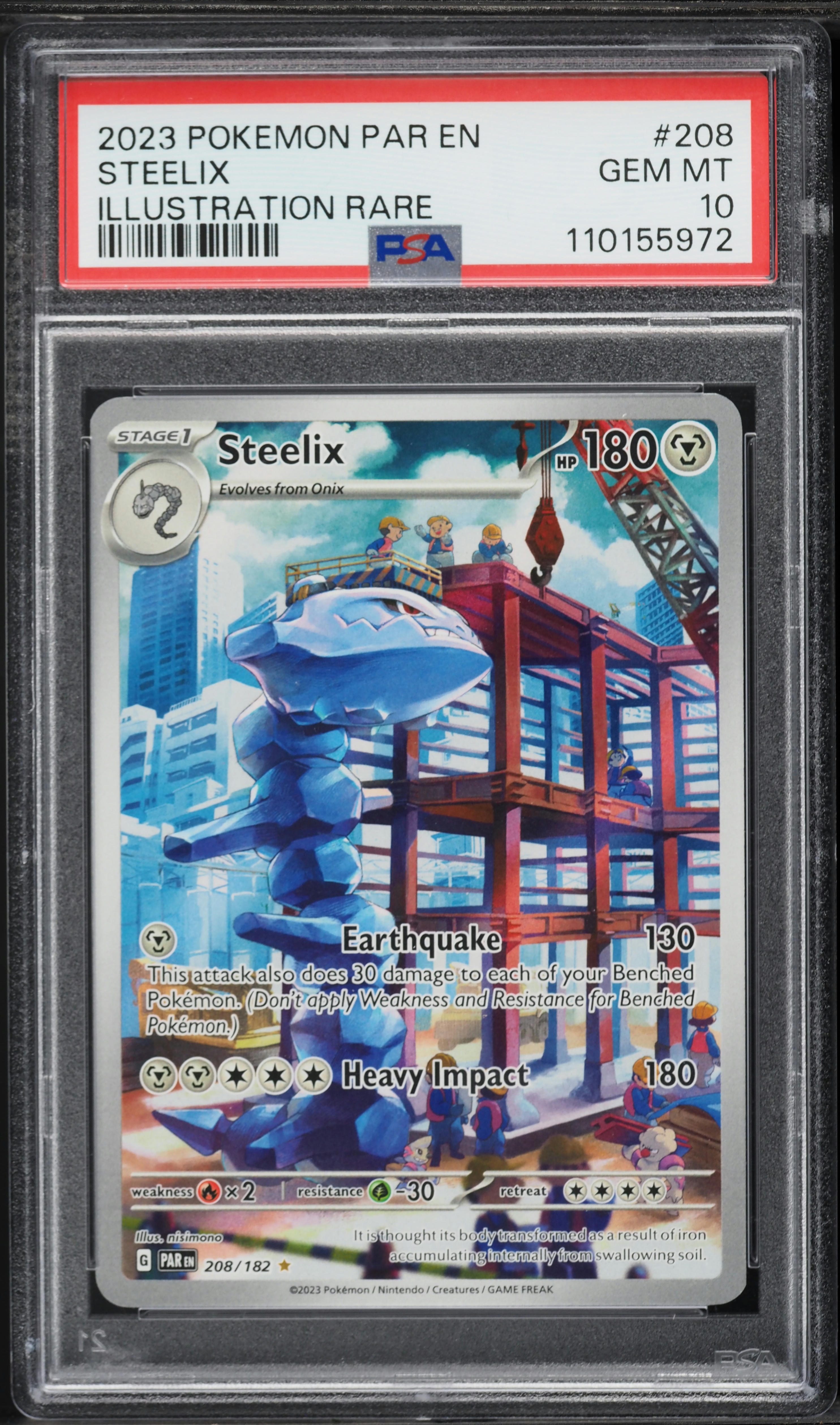 2023 Pokemon Scarlet & Violet Paradox Rift IR Steelix #208 PSA 10 GEM MINT