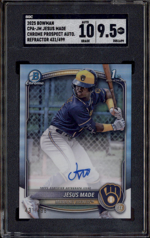 2025 Bowman Chrome Prospect Auto Refractor #CPA-JM Jesus Made RC /499 SGC 9.5