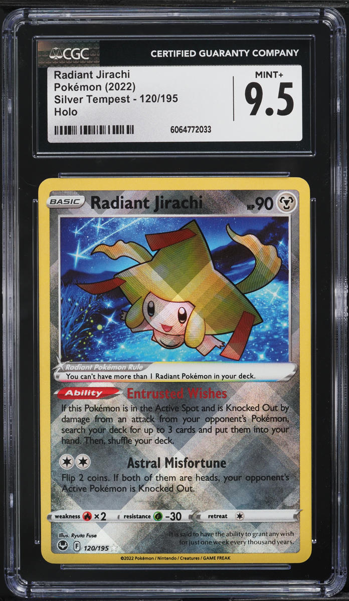 2022 Pokemon Sword & Shield Silver Tempest Radiant Jirachi #120 CGC 9.5 MINT+