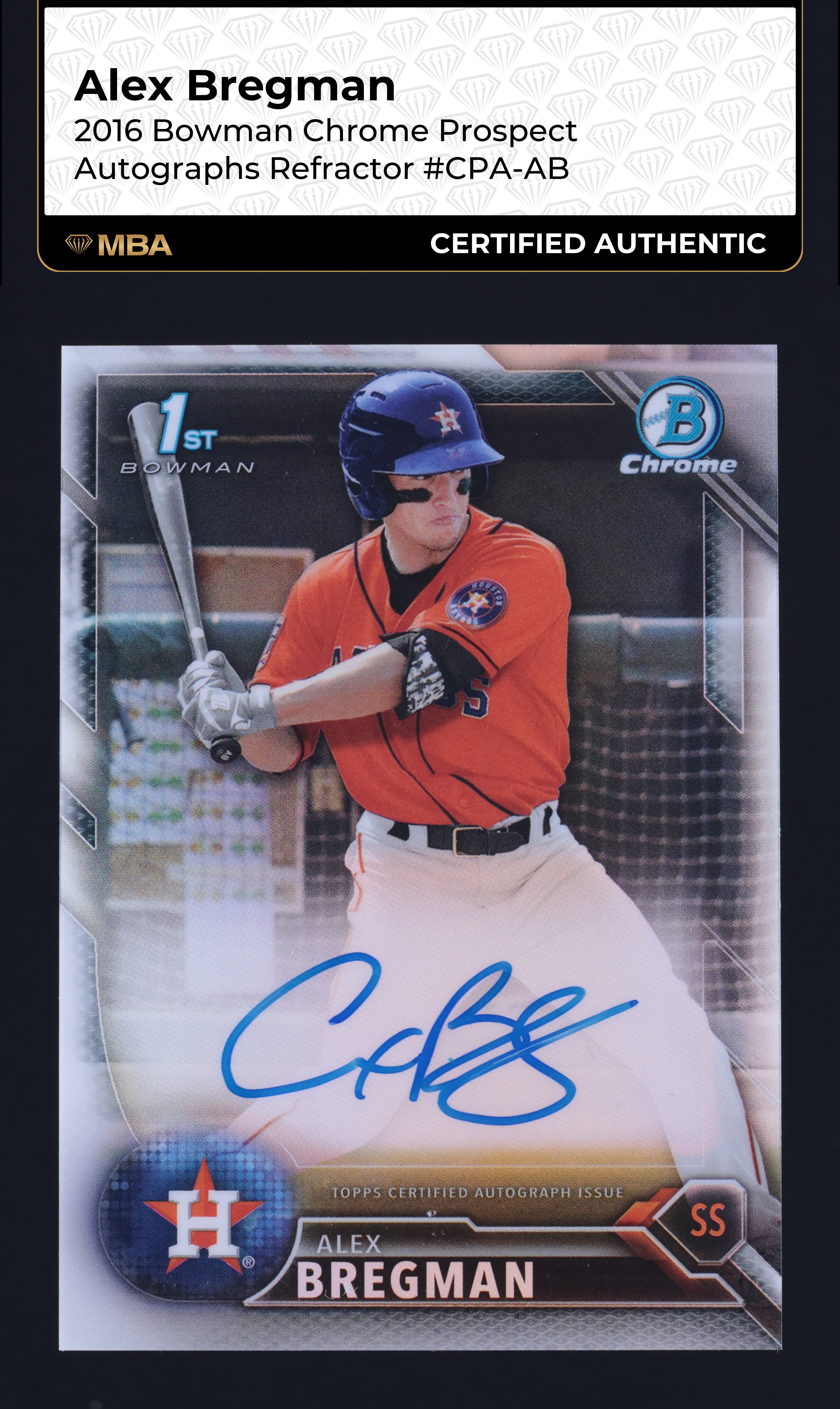 2016 Bowman Chrome Prospect Refractor Alex Bregman ROOKIE AUTO /499 MBA AUTH