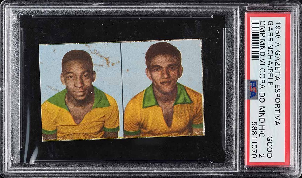 1958 A Gazeta Esportiva Campeao Mundial Garrincha & Pele ROOKIE PSA 2 GD
