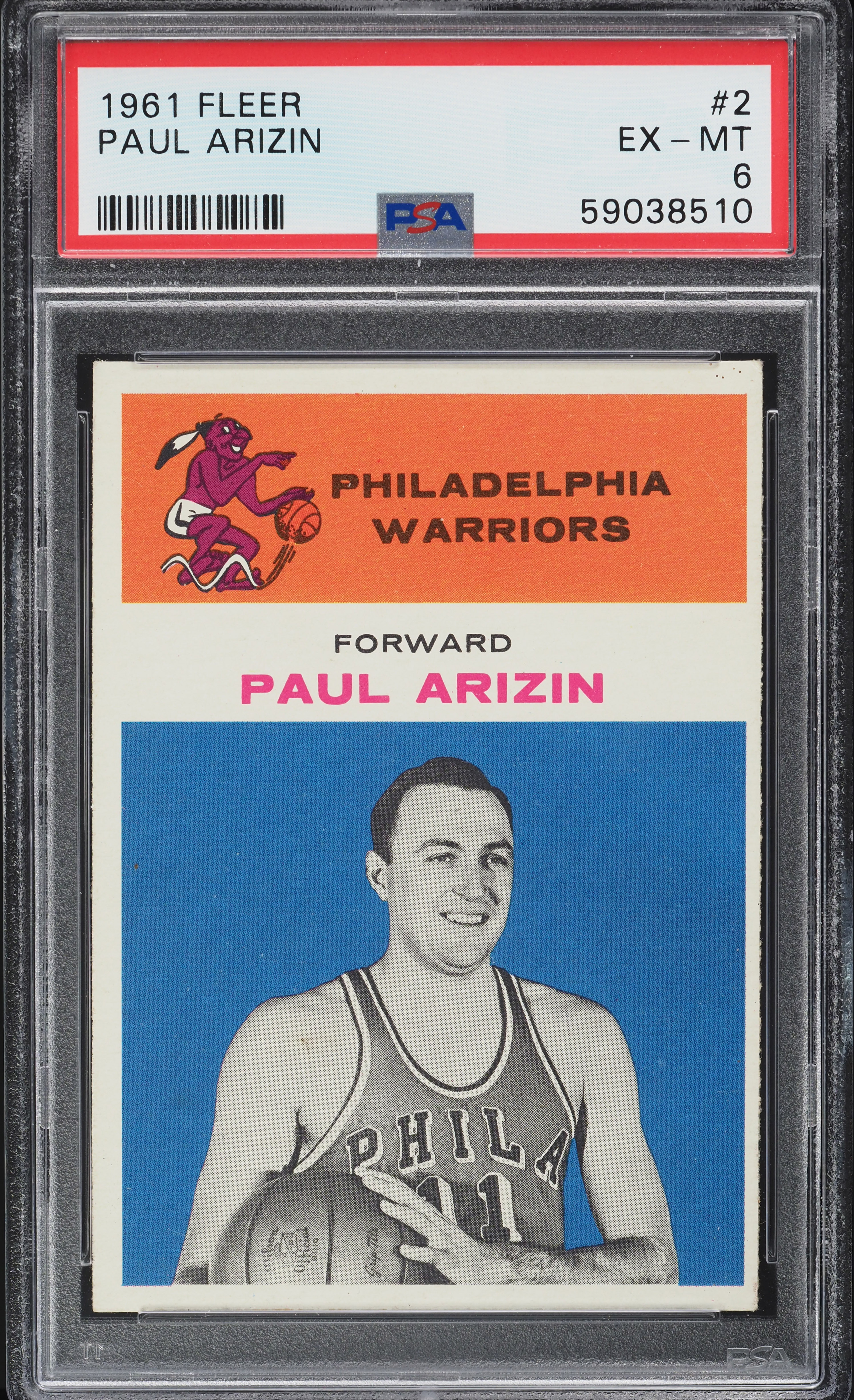 1961 Fleer Basketball Paul Arizin #2 PSA 6 EXMT