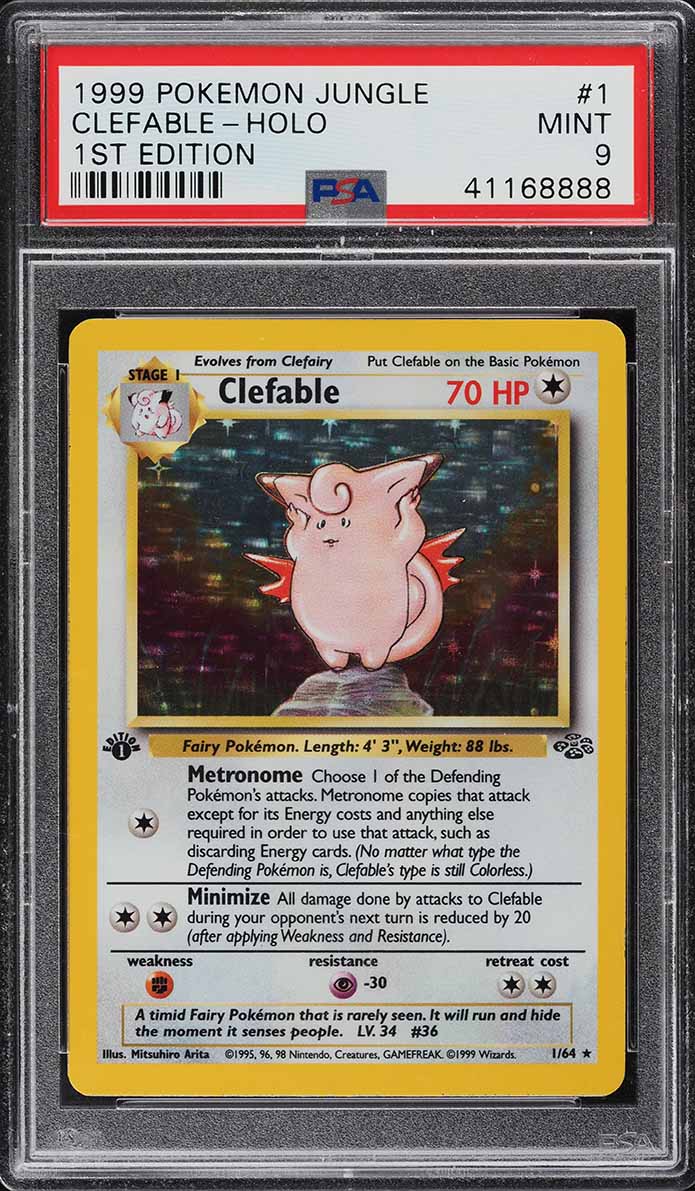1999 Pokemon Jungle 1st Edition Holo Clefable #1 PSA 9 MINT
