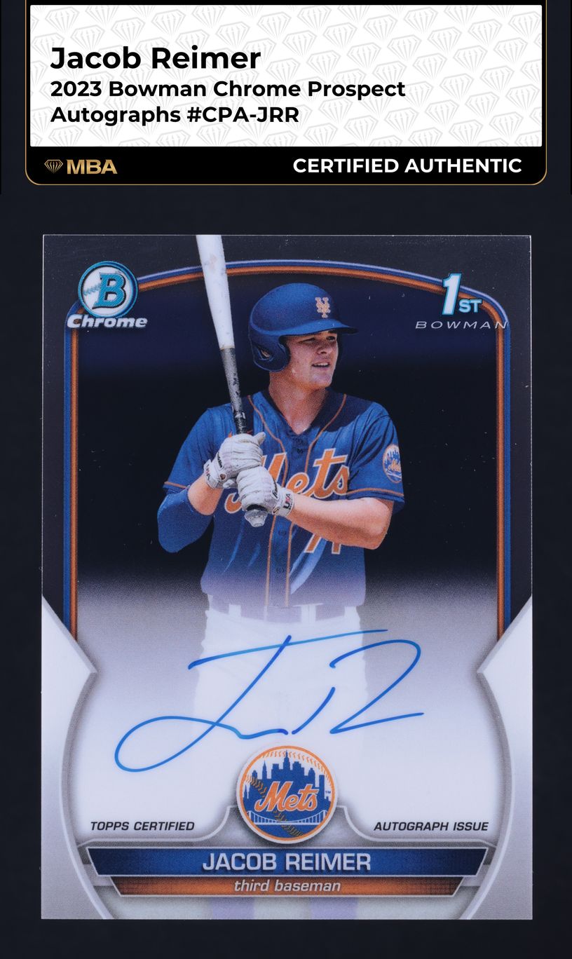 2023 Bowman Chrome Jacob Reimer PROSPECT AUTO #CPA-JRR MBA AUTH