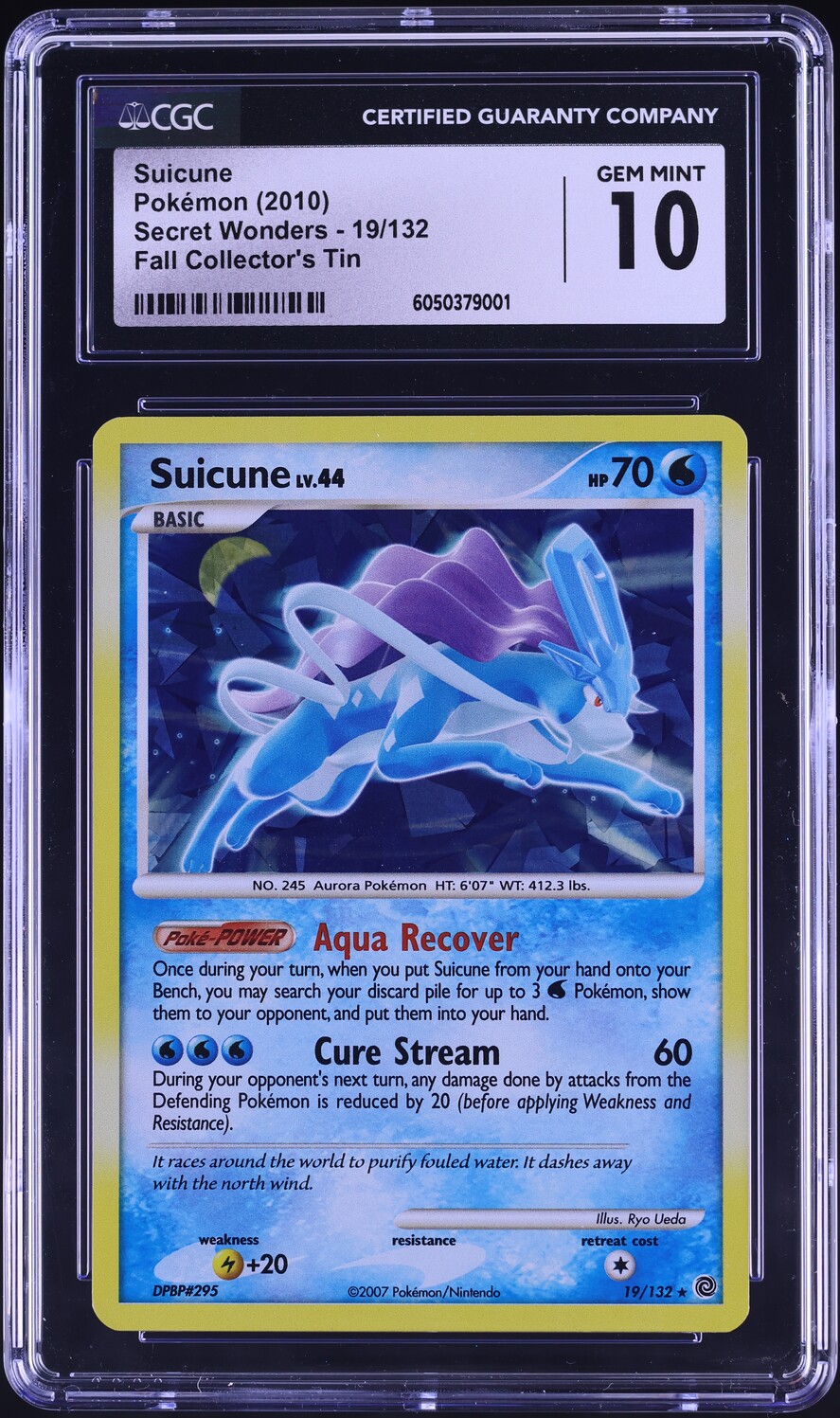 2010 Pokemon Secret Wonders Fall Collector's Tin Suicune #19 CGC 10 GEM MINT