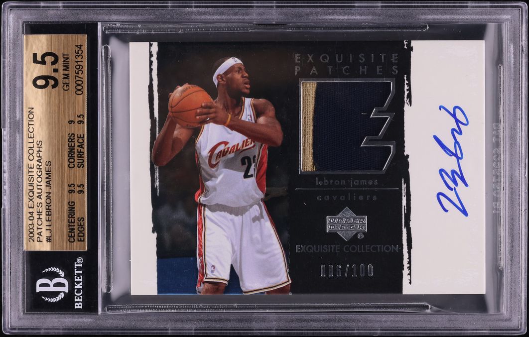 2003 Exquisite Collection LeBron James ROOKIE PATCH AUTO /100 #AP-LJ BGS 9.5 GEM