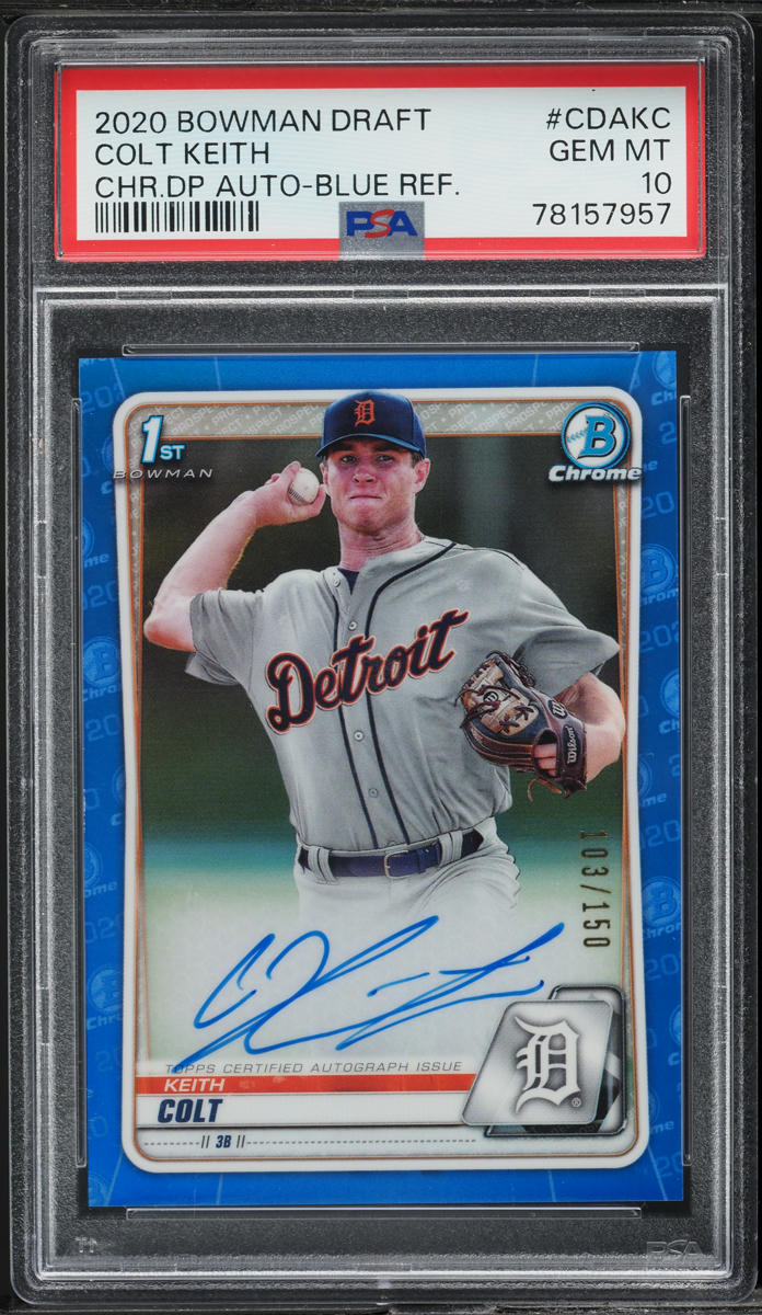 2020 Bowman Chrome Blue Refractor Keith Colt AUTO /150 #CDAKC PSA 10 GEM MINT