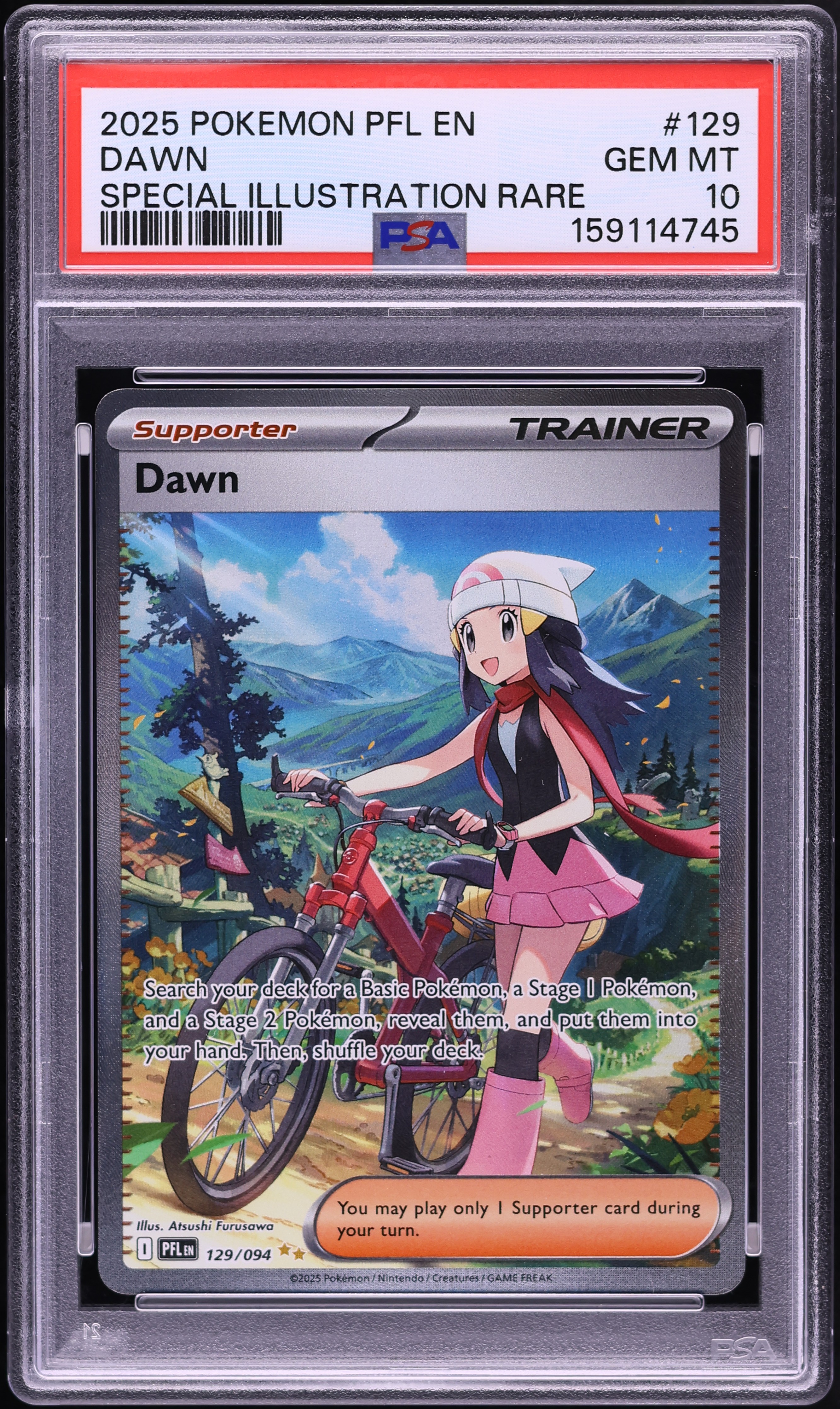 2025 Pokemon Mega Evolution Phantasmal Flames SIR Dawn #129 PSA 10 GEM MINT