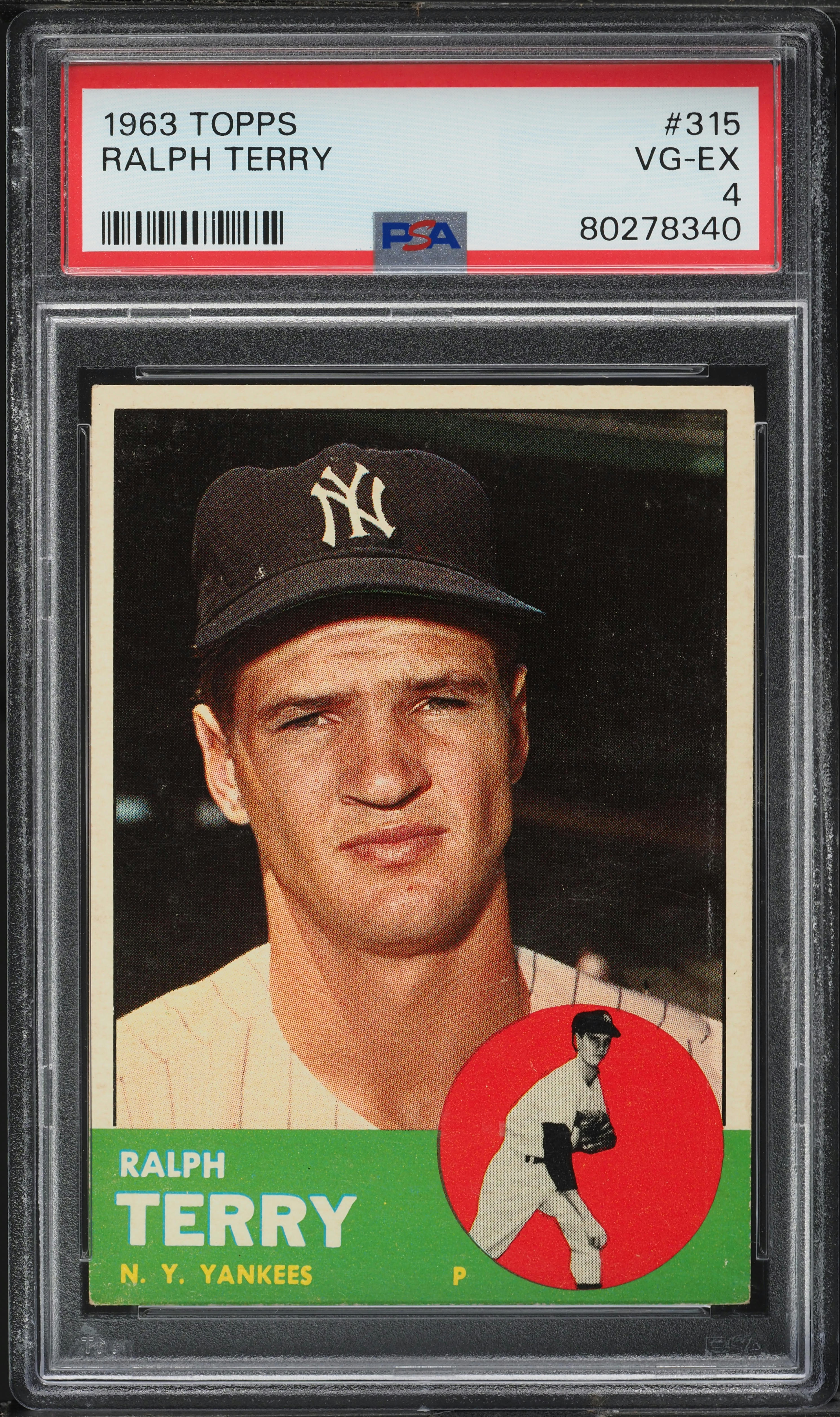 1963 Topps Ralph Terry #315 PSA 4 VGEX