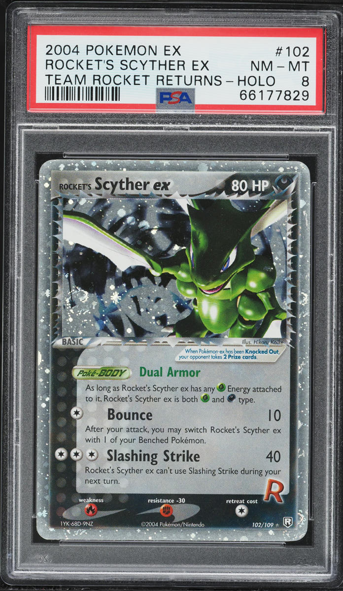 2004 Pokemon EX Team Rocket Returns Holo Rocket's Scyther ex #102 PSA 8 NM-MT