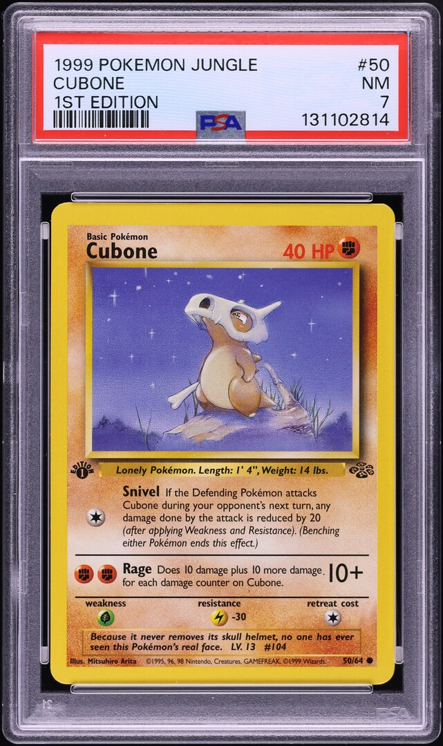 1999 Pokemon Jungle 1st Edition Cubone #50 PSA 7 NRMT