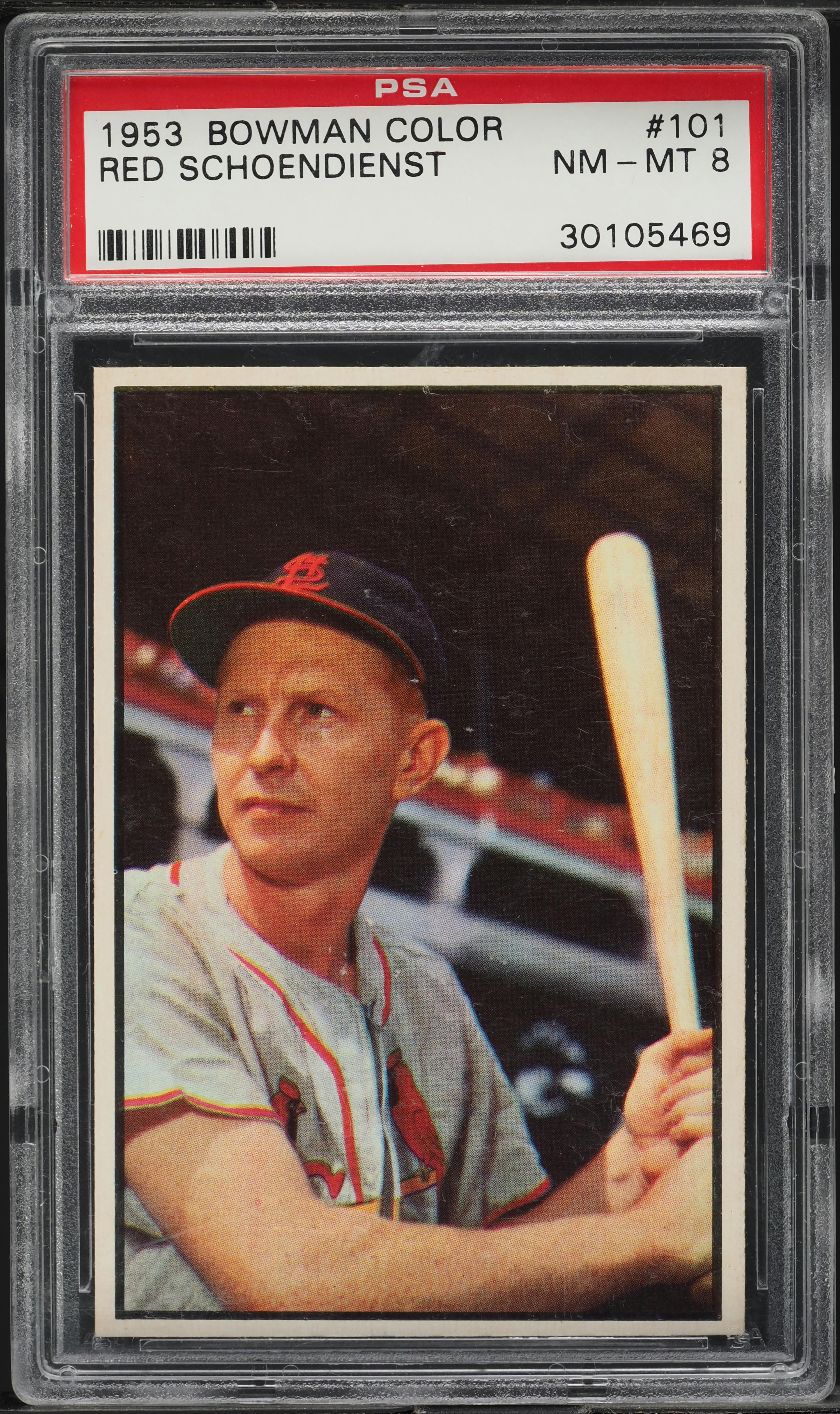 1953 Bowman Color SETBREAK Red Schoendienst #101 PSA 8 NM-MT