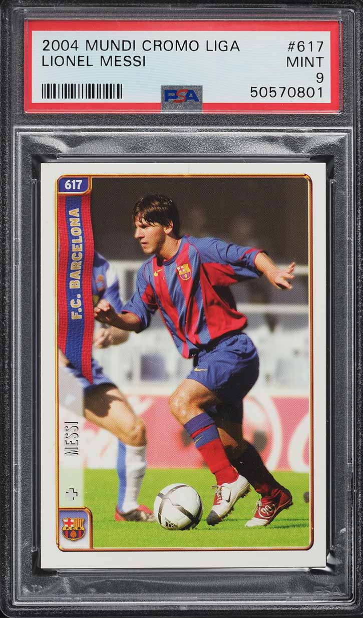 2004 Mundi Cromo Liga Soccer Lionel Messi ROOKIE #617 PSA 9 MINT