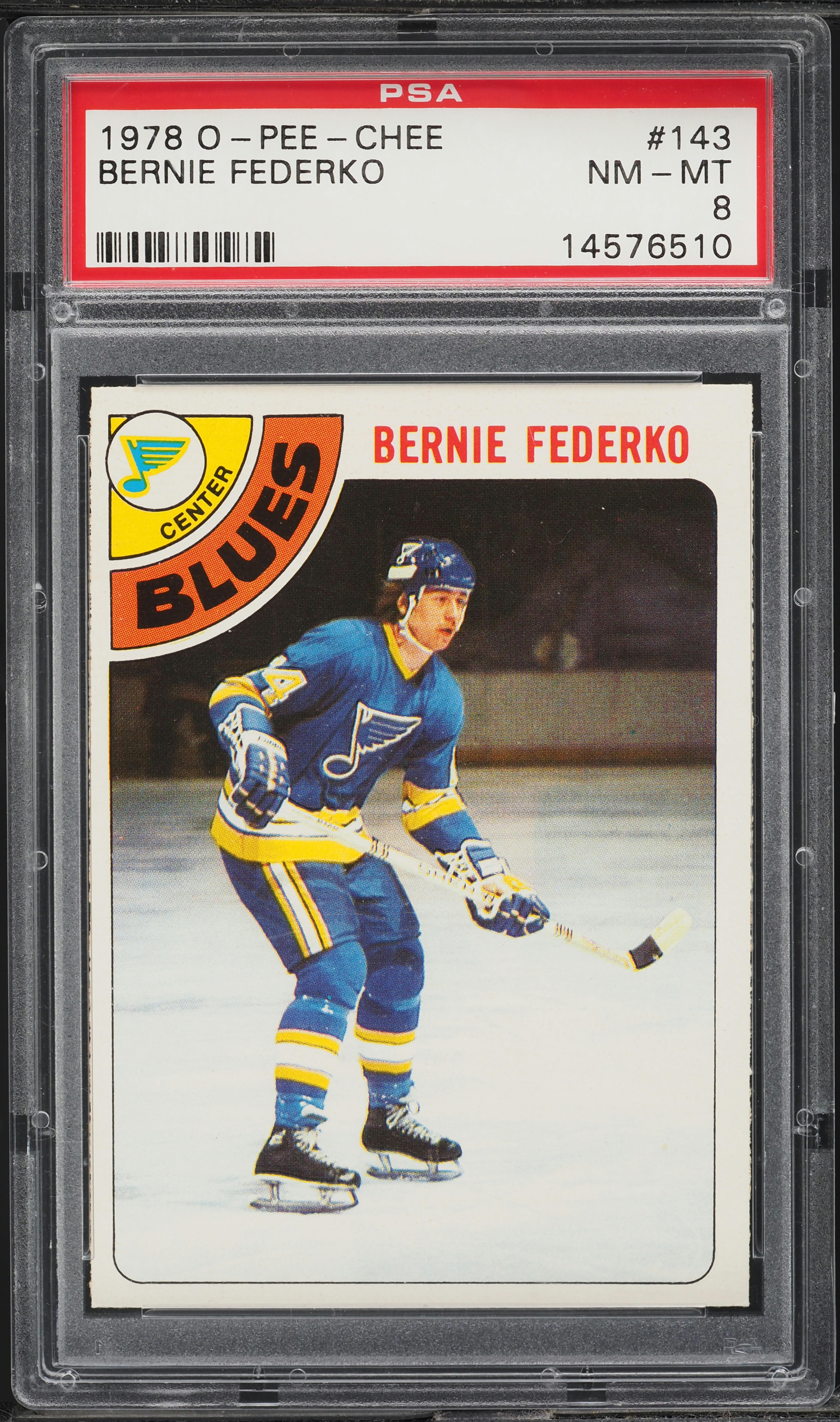 1978 O-Pee-Chee Hockey Bernie Federko ROOKIE #143 PSA 8 NM-MT
