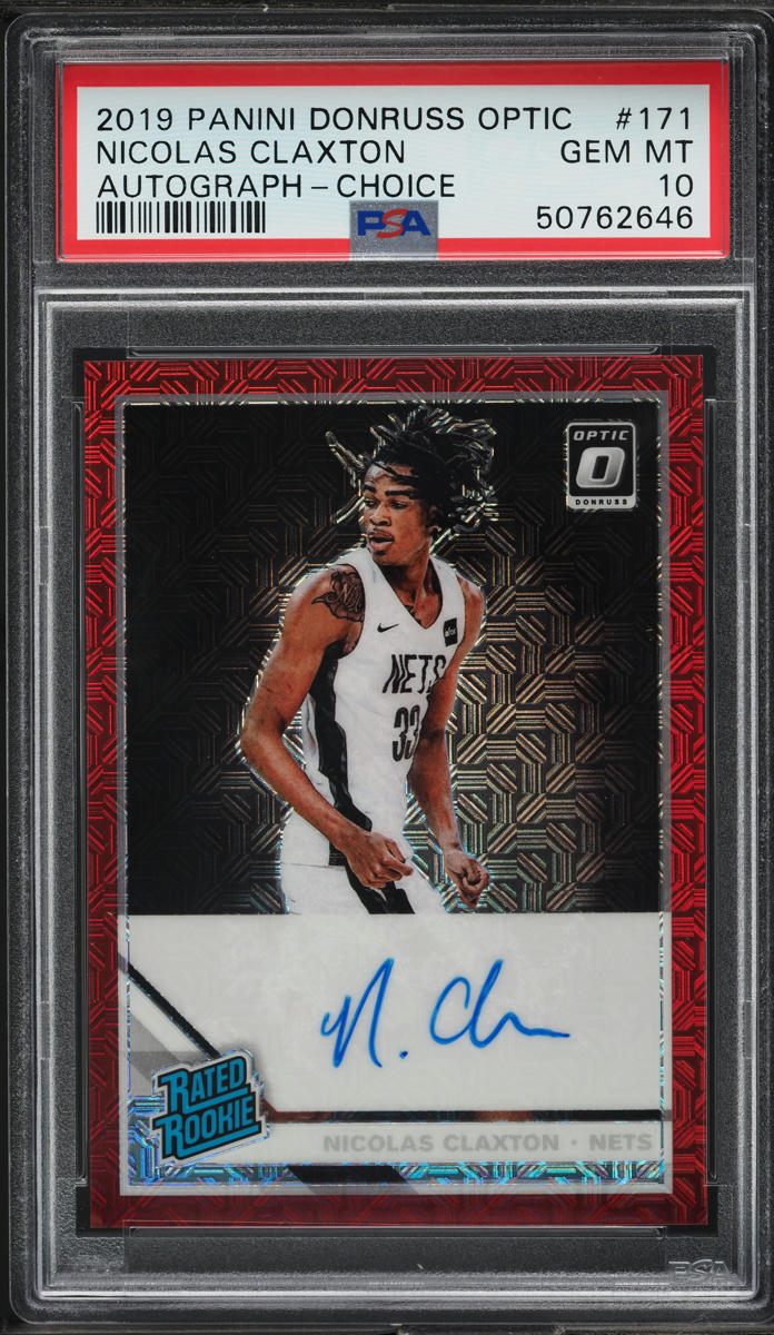 2019 Donruss Optic Choice Nicolas Claxton ROOKIE AUTO #171 PSA 10 GEM MINT