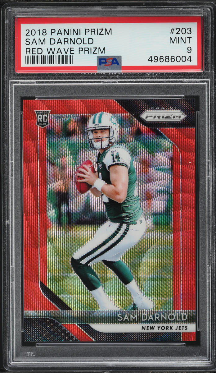 2018 Panini Prizm Red Wave Sam Darnold ROOKIE /149 #203 PSA 9 MINT