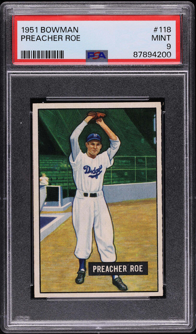 1951 Bowman Preacher Roe #118 PSA 9 MINT