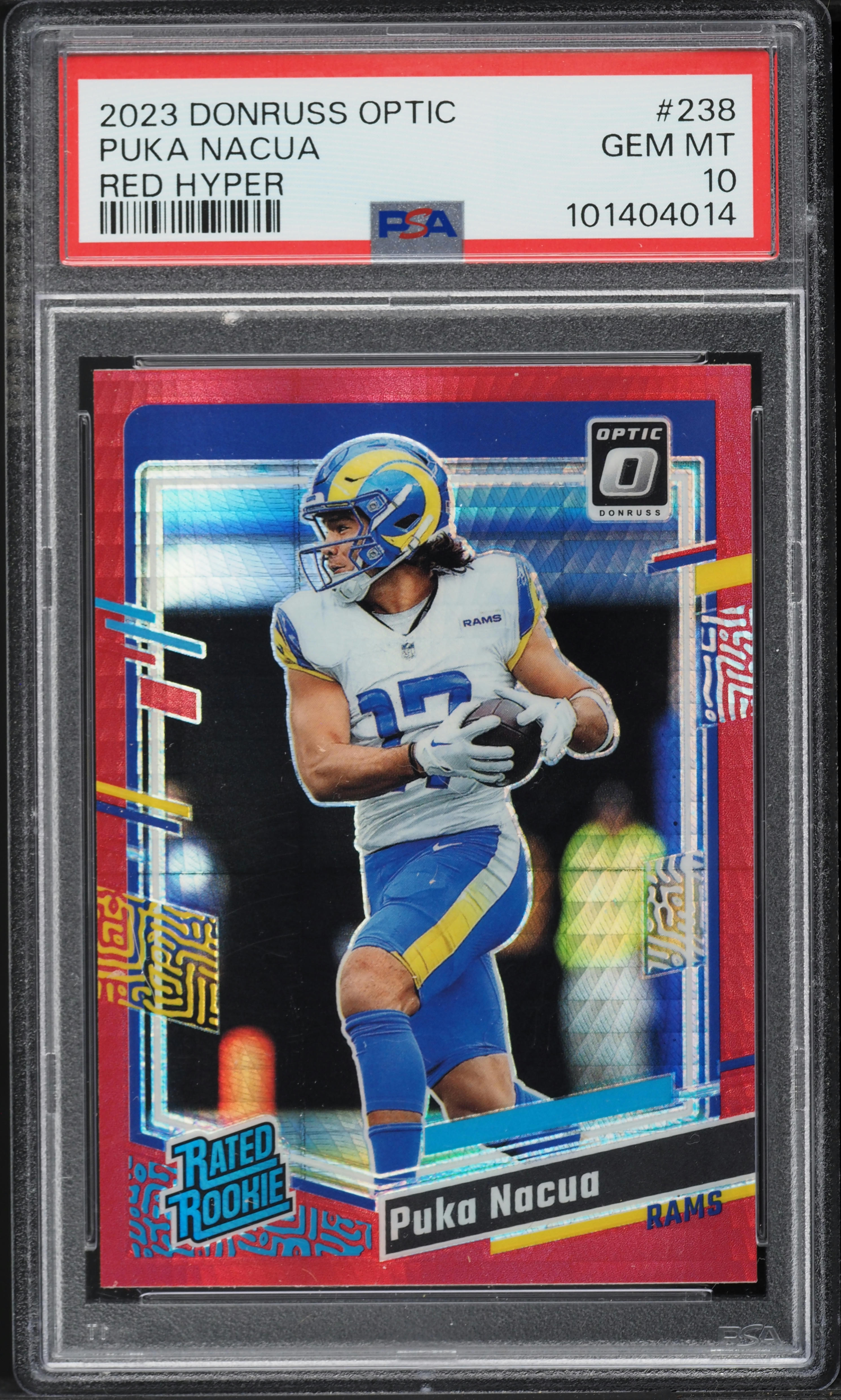 2023 Donruss Optic Red Hyper Puka Nacua ROOKIE #238 PSA 10 GEM MINT