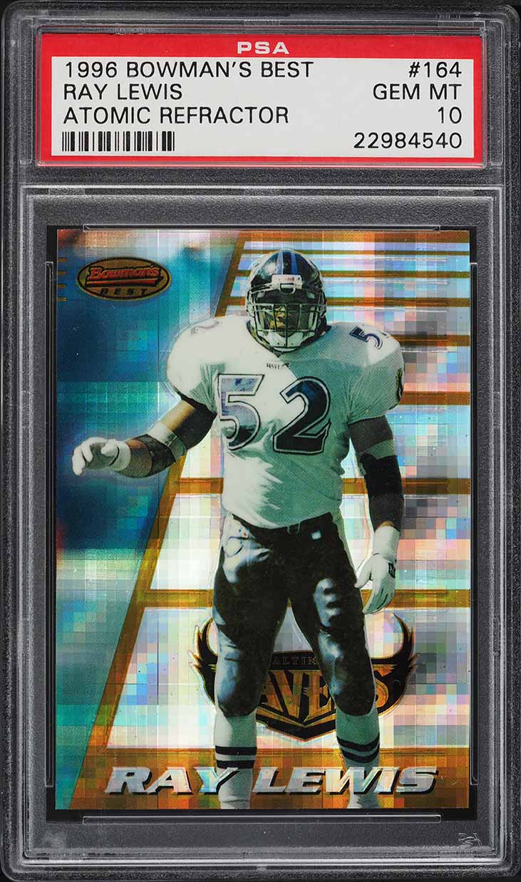 1996 Bowman's Best Atomic Refractor Ray Lewis ROOKIE #164 PSA 10 GEM MINT