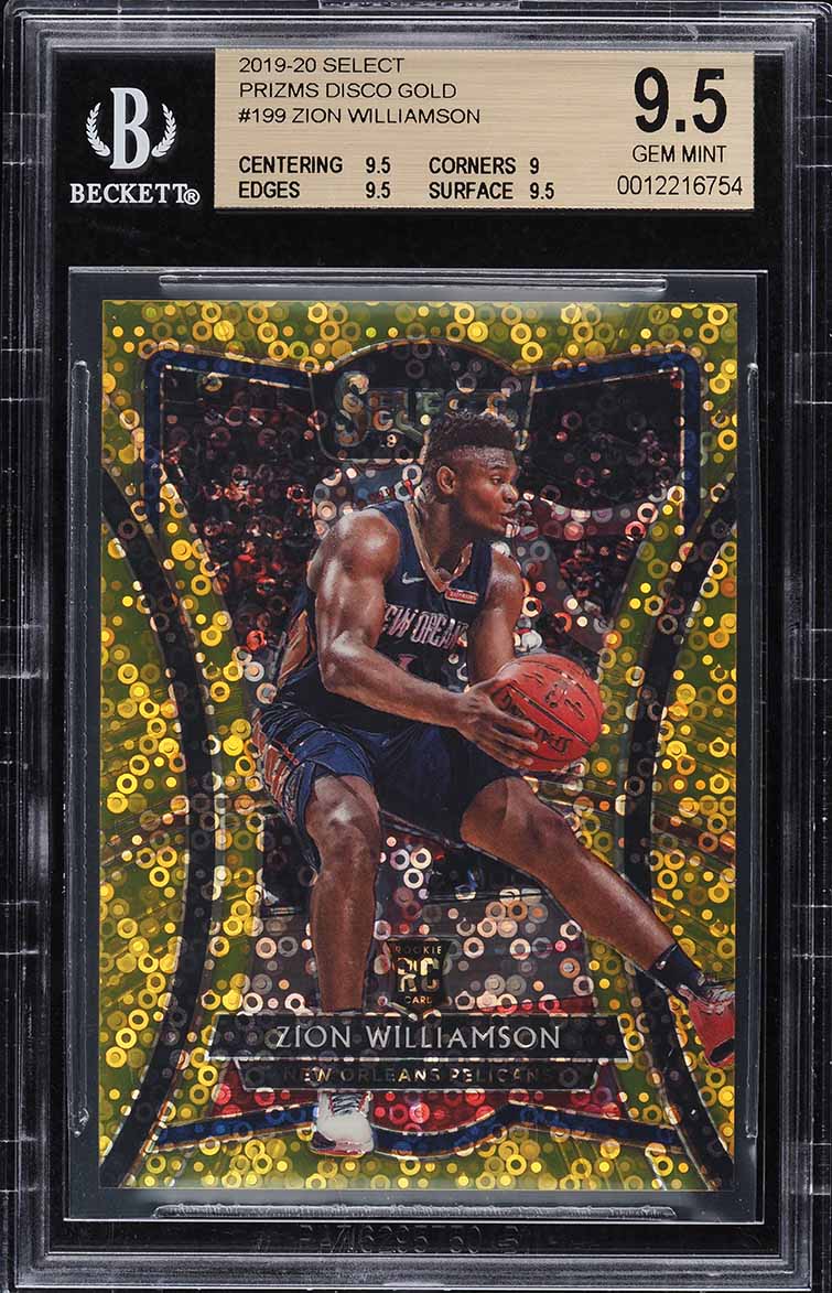 2019 Select Premier Level Disco Gold Prizm Zion Williamson ROOKIE 10/10 BGS 9.5