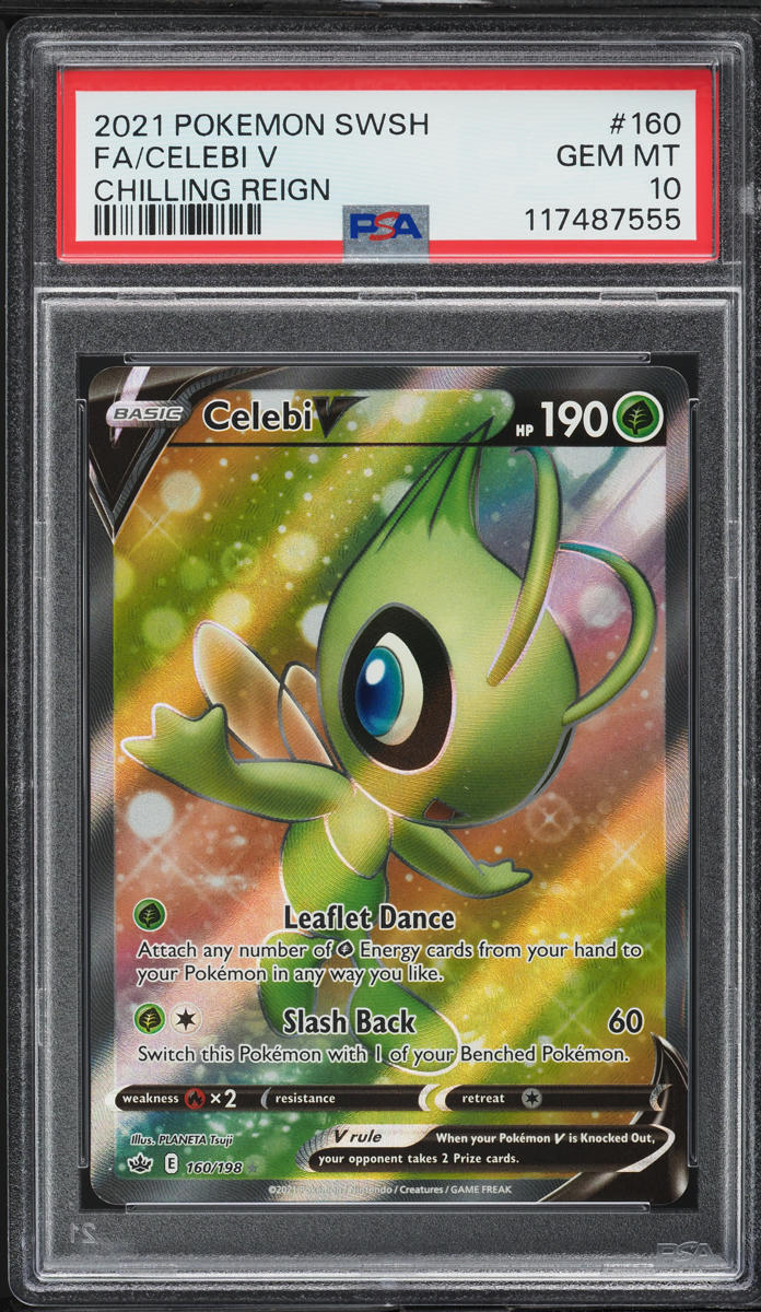 2021 Pokemon Sword & Shield Chilling Reign Full Art Celebi V #160 PSA 10 GEM