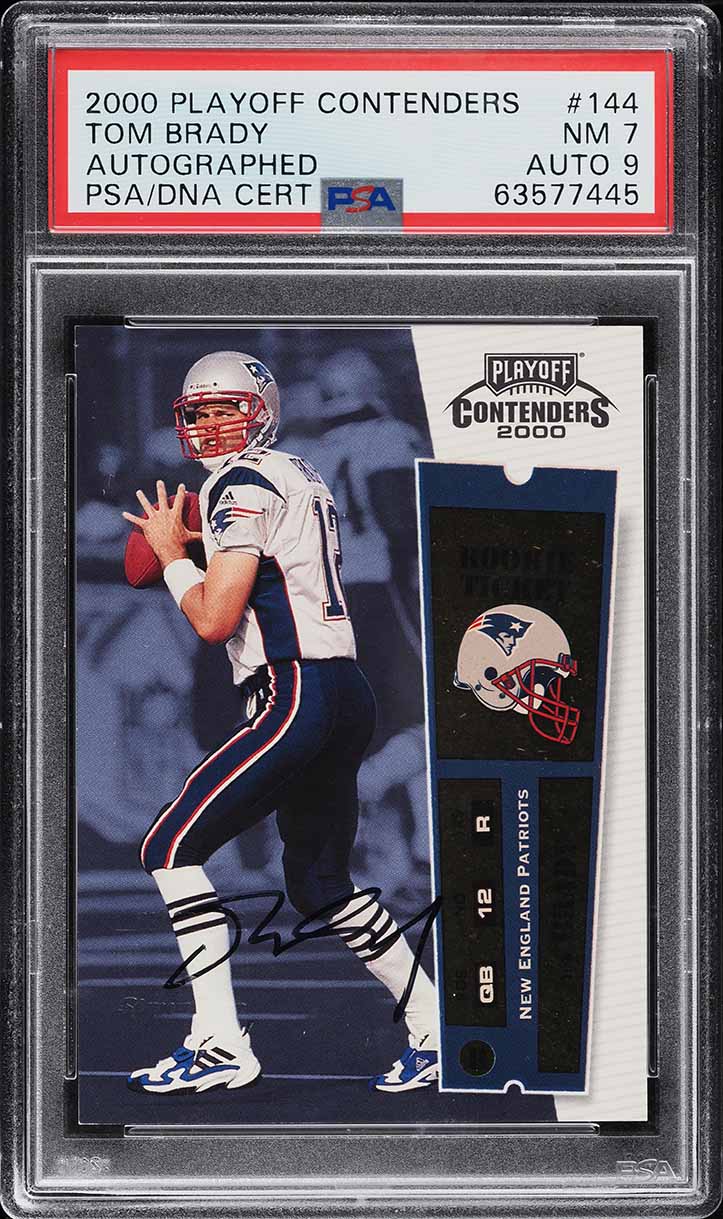 2000 Playoff Contenders Tom Brady ROOKIE AUTO DNA 9 #144 PSA 7