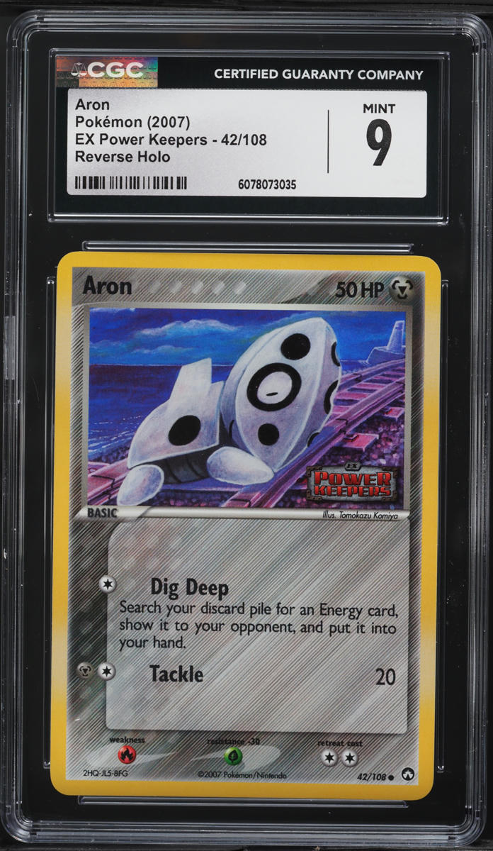 2007 Pokemon EX Power Keepers Reverse Holo Aron #42 CGC 9 MINT