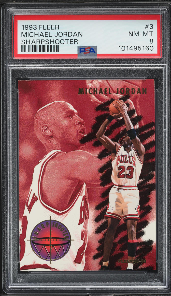 1993 Fleer Basketball Sharpshooter Michael Jordan #3 PSA 8 NM-MT