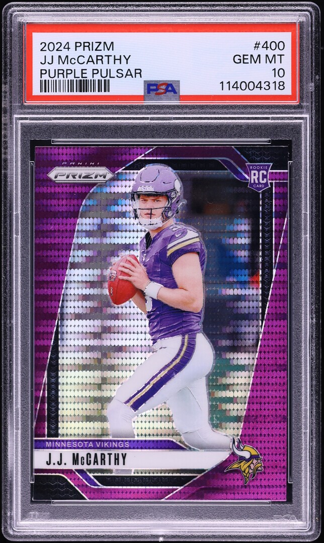 2024 Panini Prizm Purple Pulsar J.J. McCarthy ROOKIE #400 PSA 10 GEM MINT
