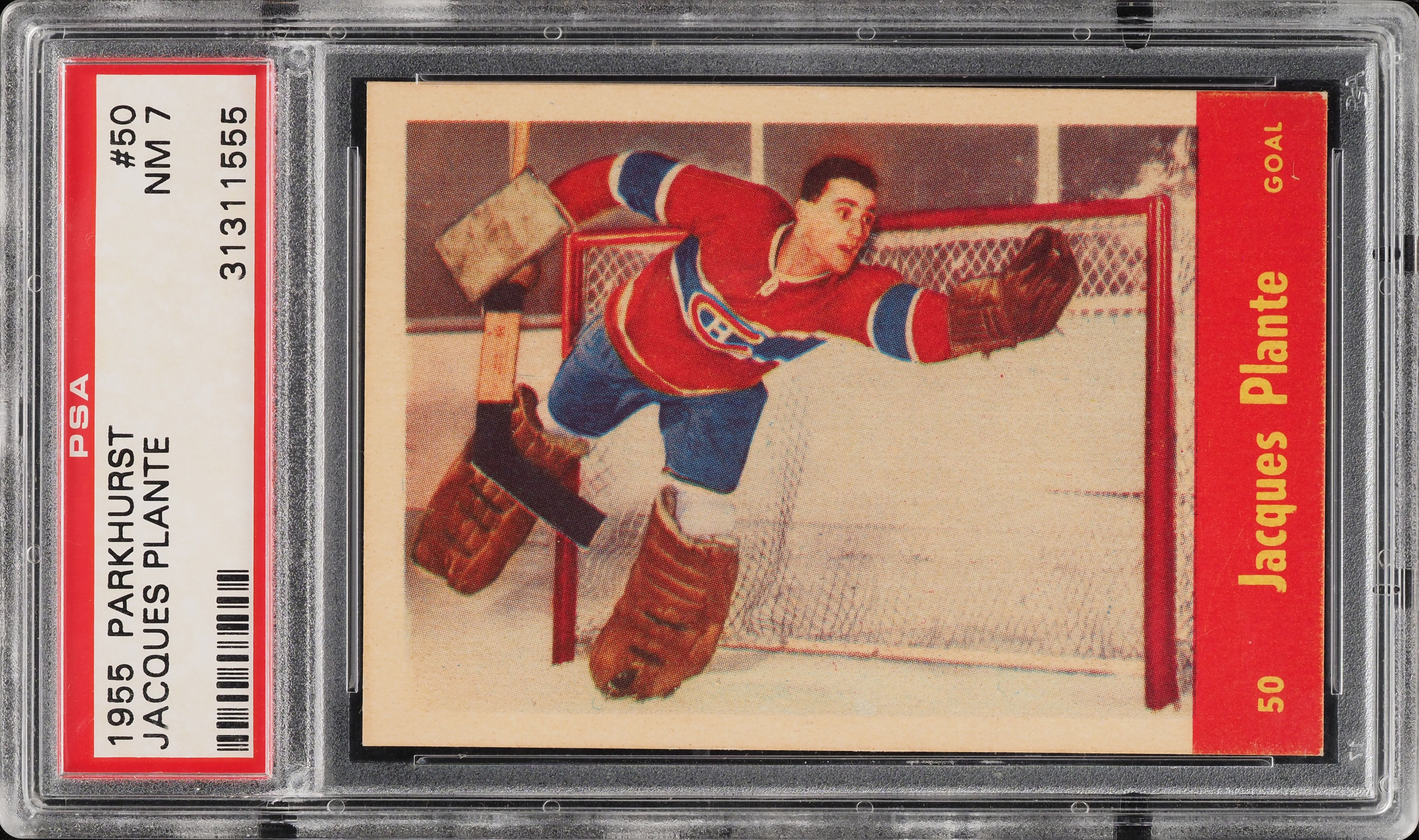 1955 Parkhurst Jacques Plante ROOKIE #50 PSA 7 NRMT (PWCC-E)