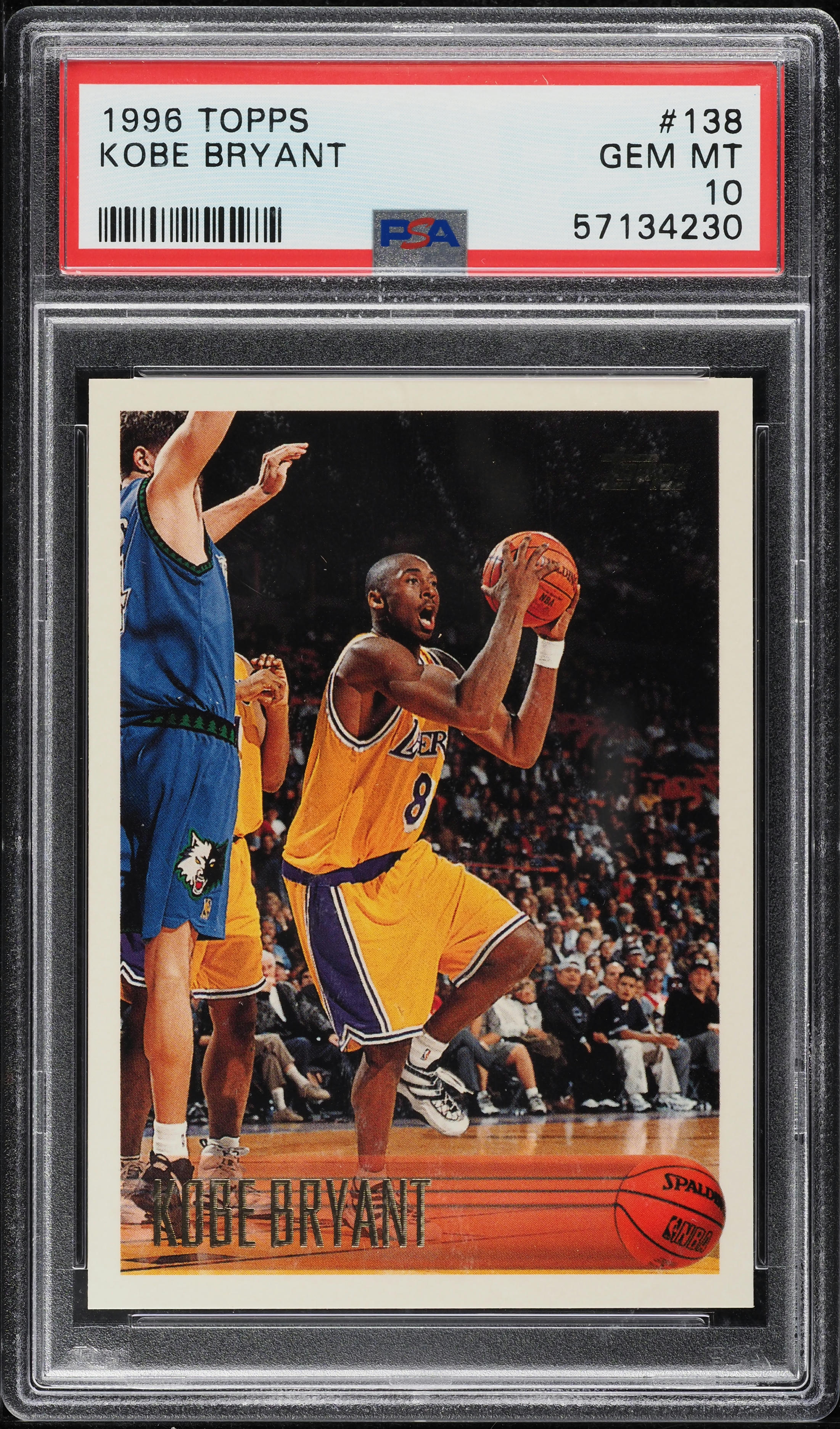 1996 Topps Basketball Kobe Bryant ROOKIE #138 PSA 10 GEM MINT