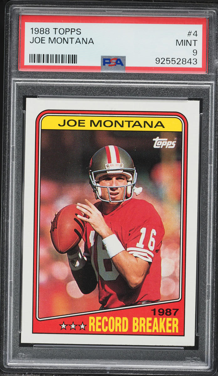 1988 Topps Football Joe Montana RECORD BREAKER #4 PSA 9 MINT
