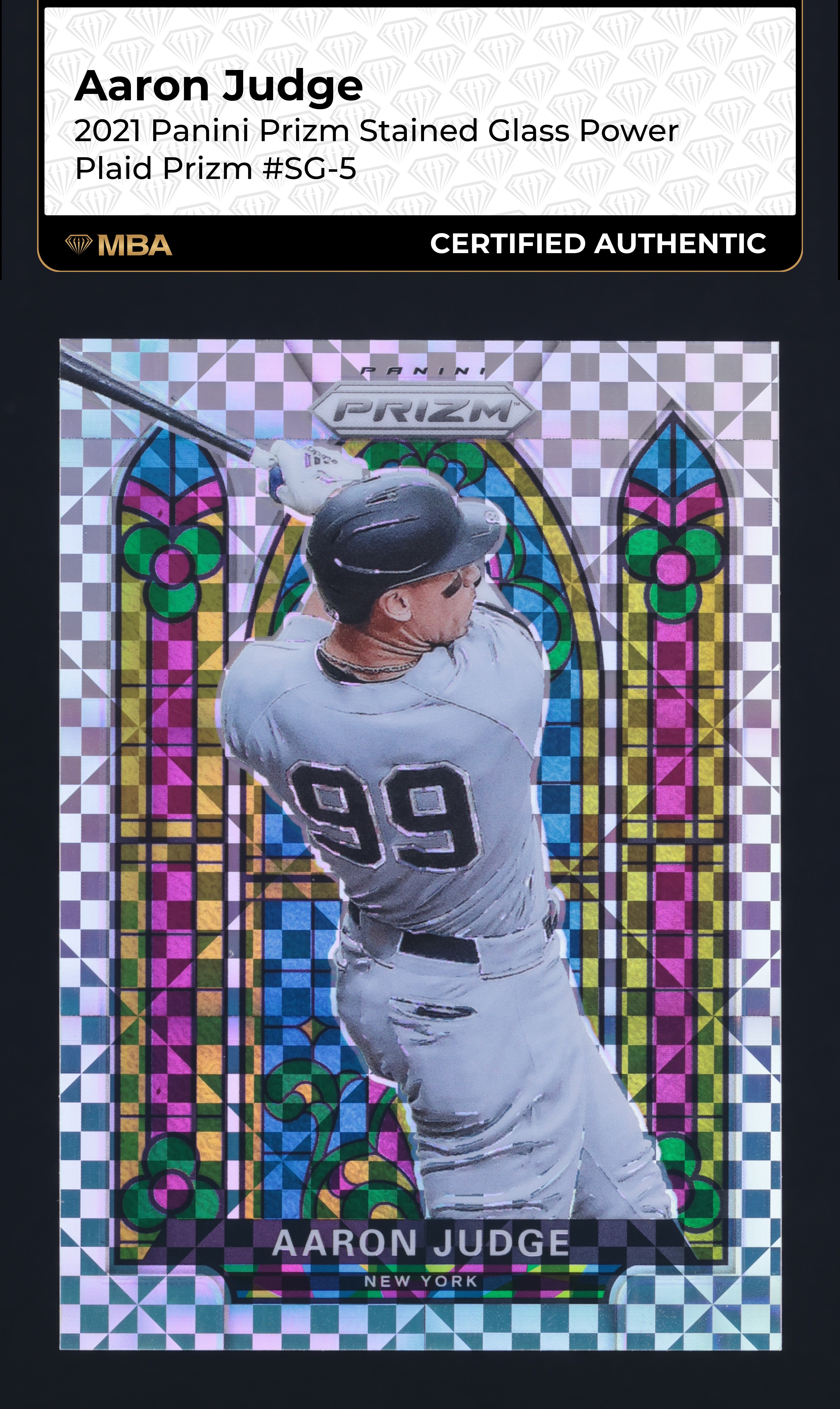 2021 Panini Prizm Stained Glass Power Plaid Aaron Judge /75 #SG-5 MBA AUTH