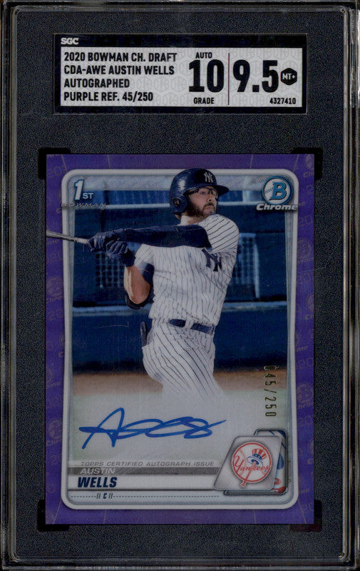 2020 Bowman Chrome Draft Auto Purple Refractor Austin Wells RC /250 SGC 9.5