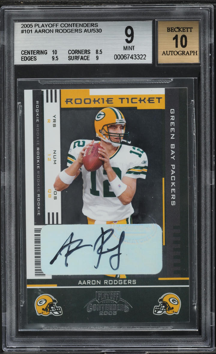 2005 Playoff Contenders Aaron Rodgers ROOKIE AUTO #101 BGS 9 MINT