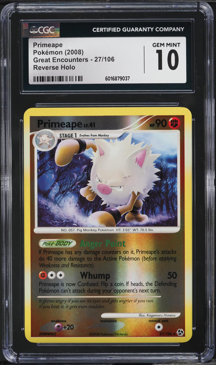2008 Pokemon DP Great Encounters Reverse Holo Primeape #27 CGC 10 GEM MINT