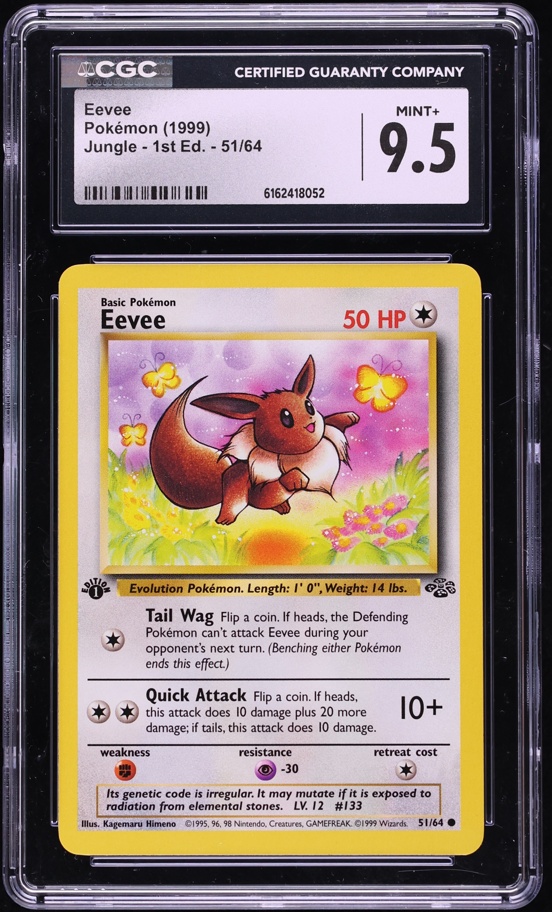 1999 Pokemon Jungle 1st Edition Eevee #51 CGC 9.5 MINT+