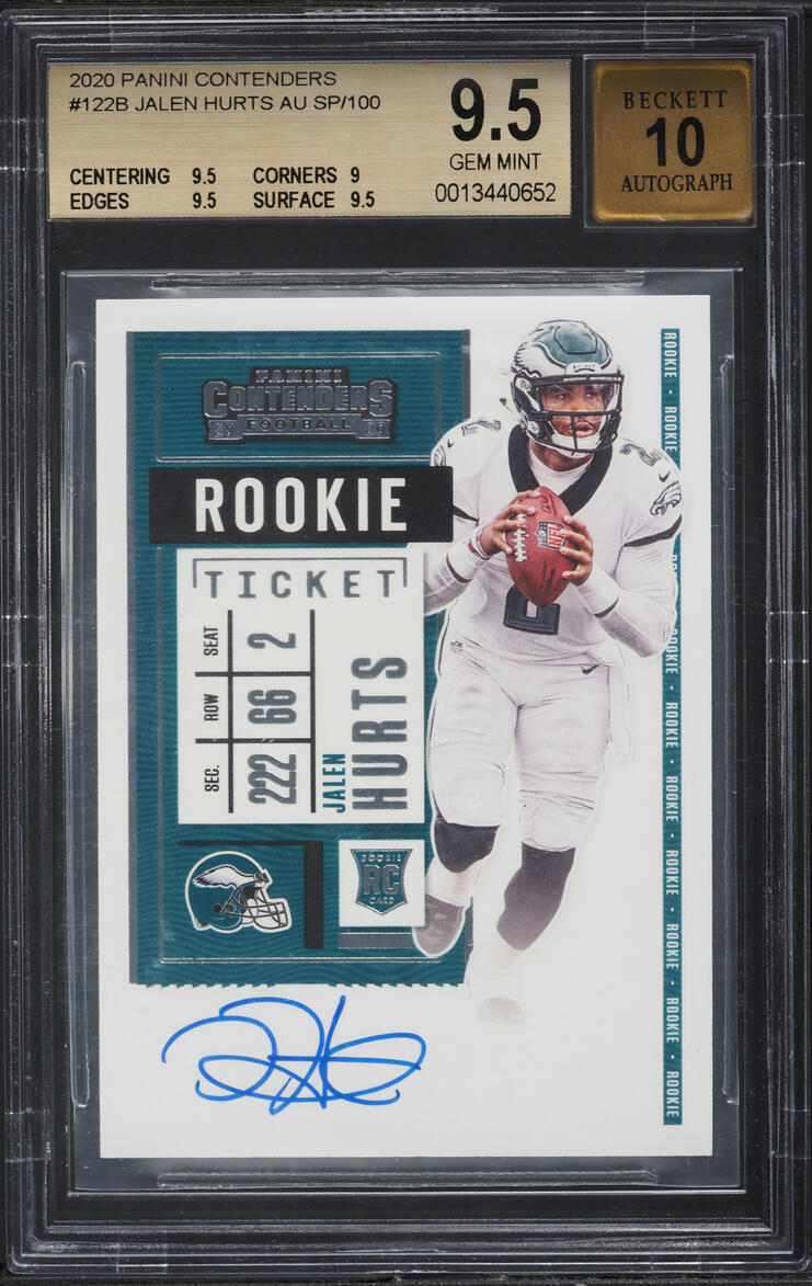 2020 Panini Contenders Jalen Hurts SP ROOKIE AUTO #122B BGS 9.5 GEM MINT