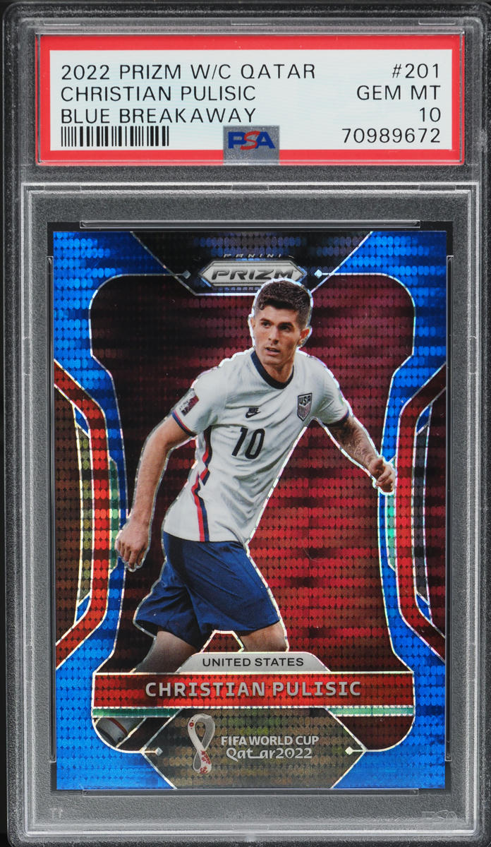 2022 Panini Prizm World Cup Qatar Blue Breakaway Christian Pulisic /49 PSA 10