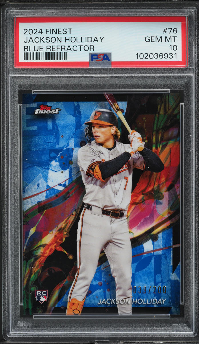 2024 Finest Blue Refractor Jackson Holliday ROOKIE /200 #76 PSA 10 GEM MINT