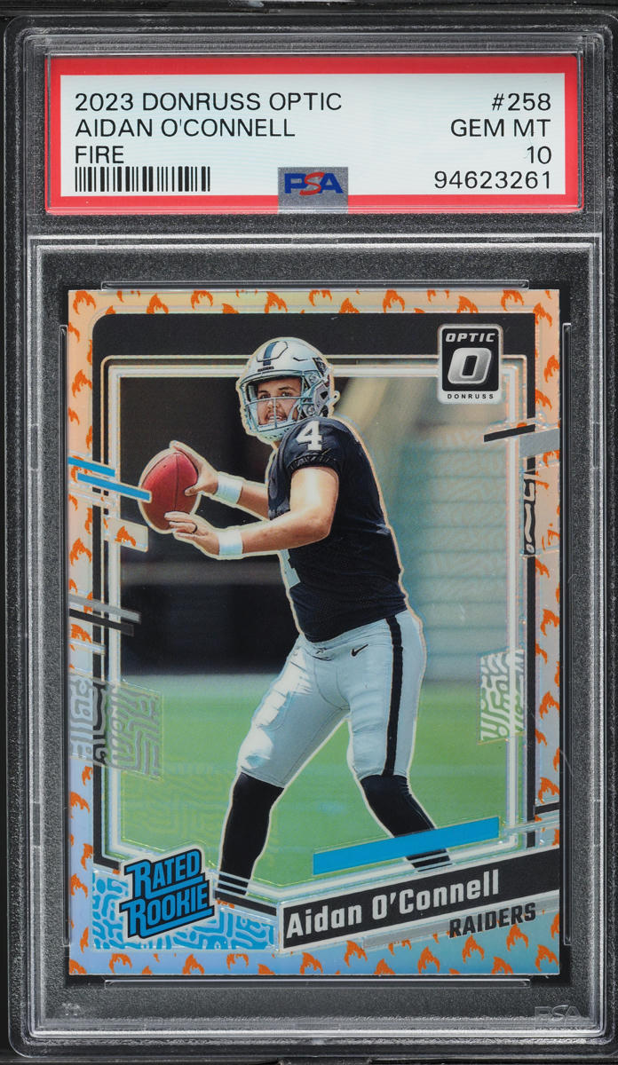 2023 Donruss Optic Fire Aidan O'Connell ROOKIE #258 PSA 10 GEM MINT